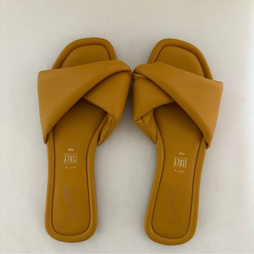 Seychelles Breath Of Fresh Air Sandals in Mustard Vegan Leather